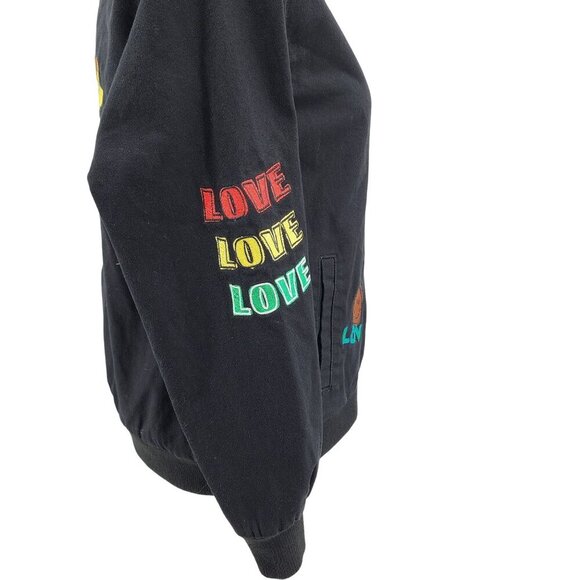 Forever 21+ Black Jacket With Embroidered Peace Sign "Black Is Power" Text Desig - Picture 5 of 12